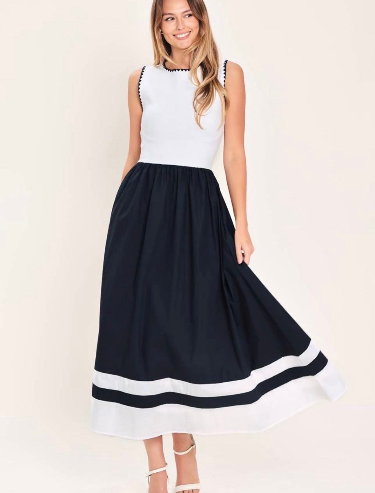 VESTIDO MIDI AZUL BLANCO