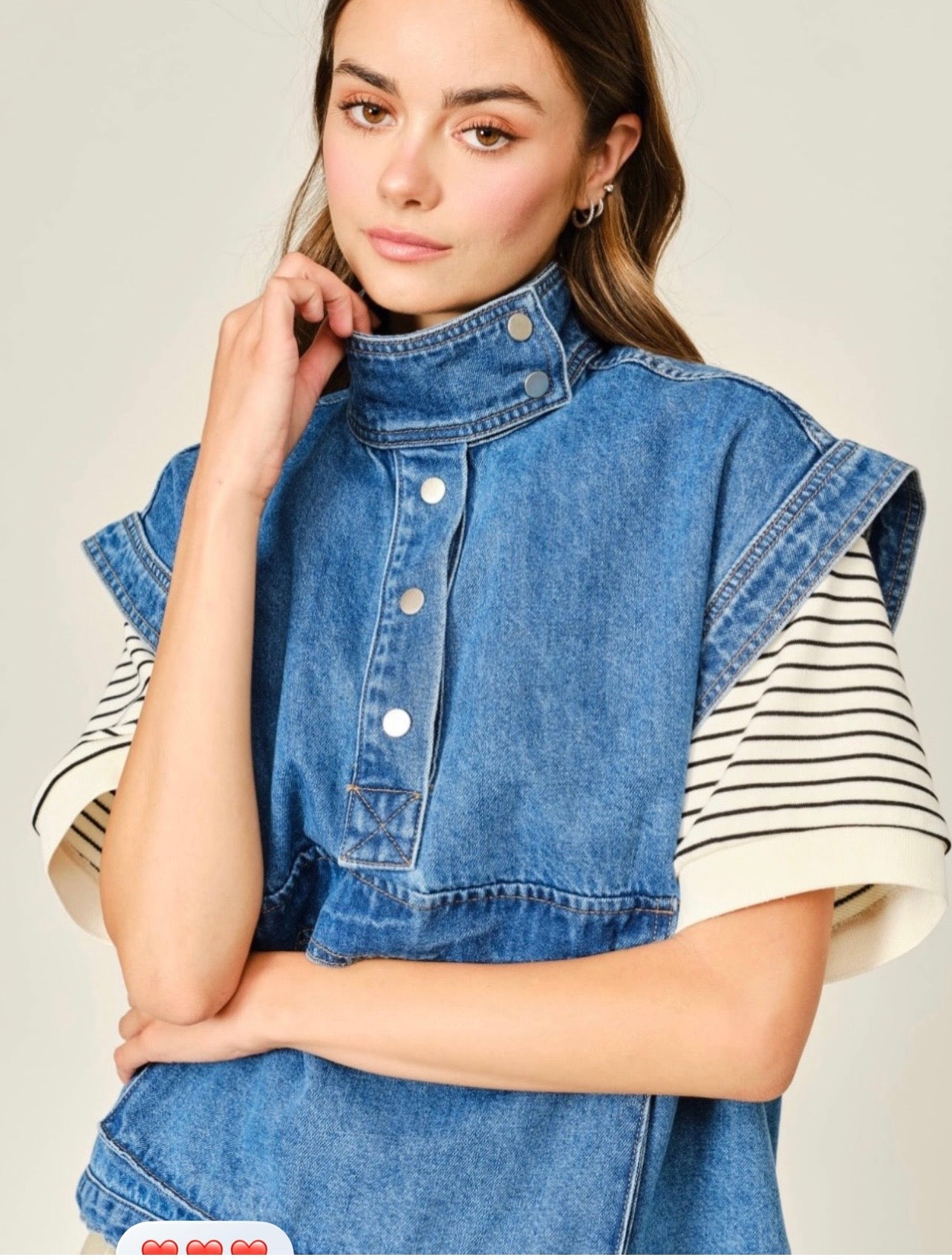 CHALECO DENIM FUNNEL NECK