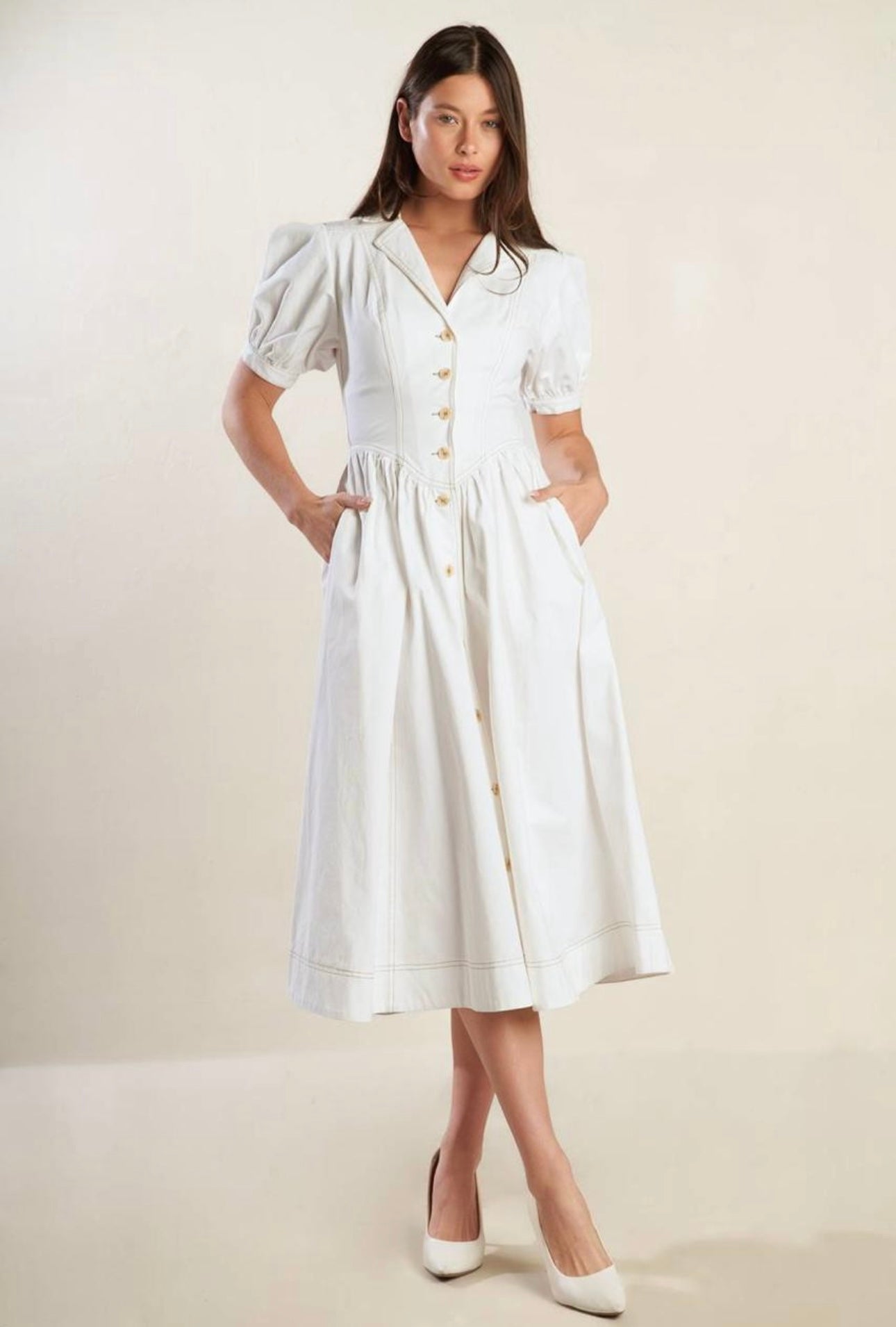 VESTIDO MEZCLILLA BLANCO