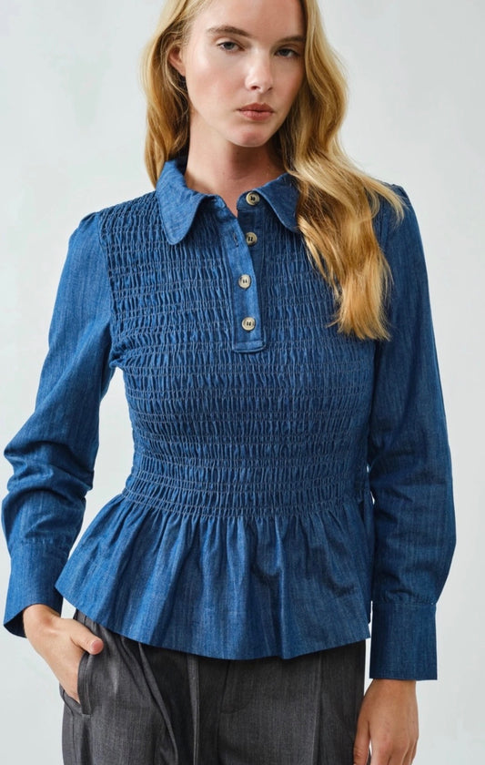 BLUSA DENIM CORRUGADA