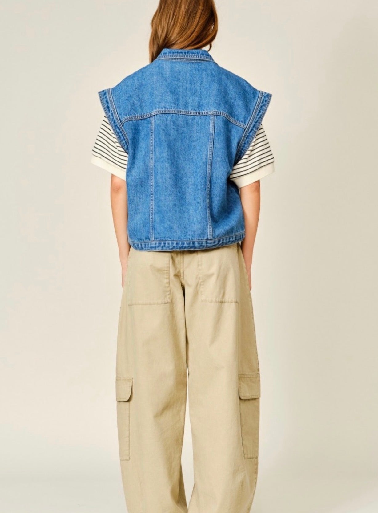 CHALECO DENIM FUNNEL NECK