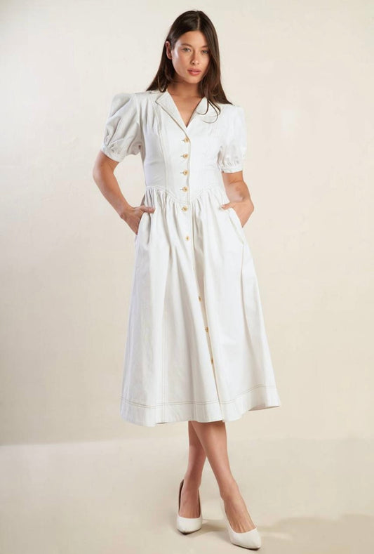 VESTIDO MEZCLILLA BLANCO